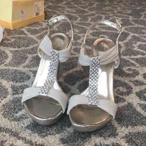 Silver strappy heels